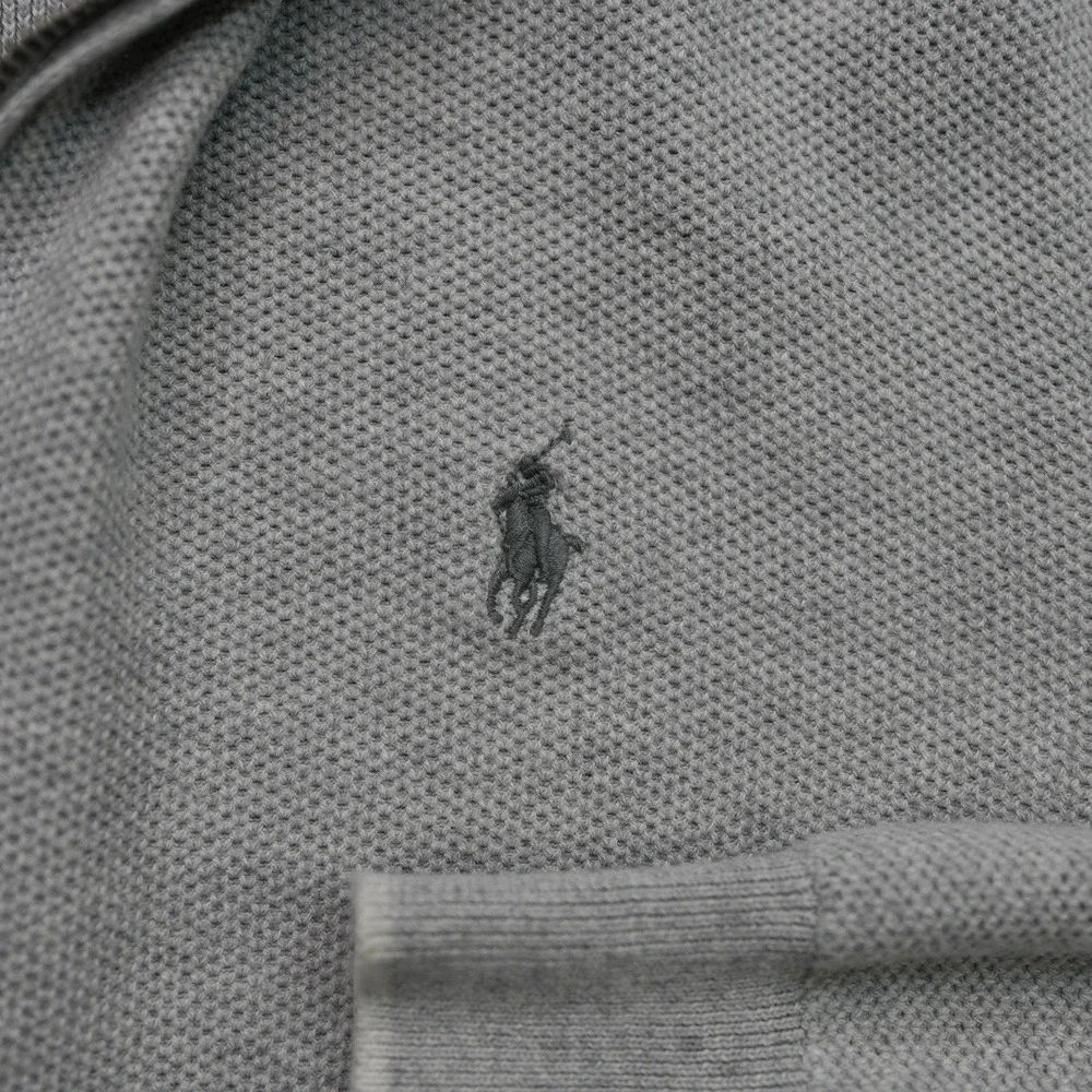 Polo Ralph Lauren Sweater Men's Large Gray long sleeve 1/4 zip preppy Pima Cottn